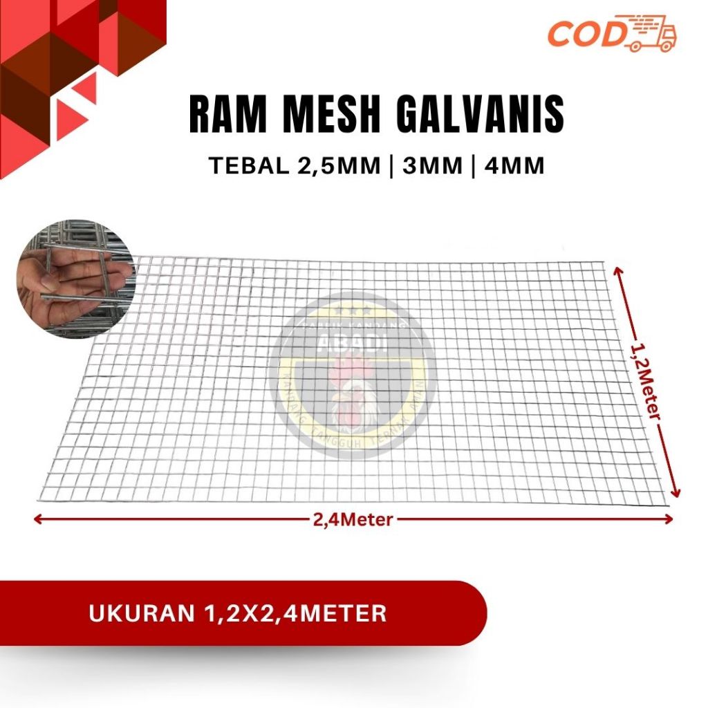 NEW Ram Wiremesh Galvanis Lembaran Ukuran 1,2 x 2,4 Meter / 1,2 x 1,2 Meter / 1,2 x 1 Meter