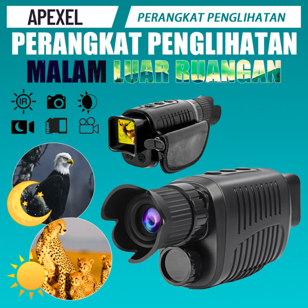 MALL APEXEL Teropong Monokular Digital malam inframerah Night Vision untuk berburu 1.5 Inch NV007