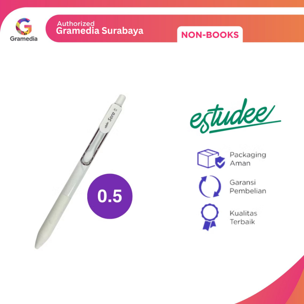 

Gramedia Surabaya - ESTUDEE SORA GELPEN 0.5 INK BLACK - WHITE EGP-242