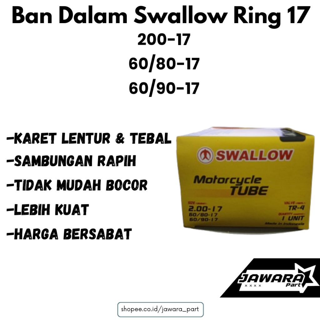 Swallow Ban Dalam Ring 17 Ban Dalam 200-17 60/80-17 60/90-17 Ban Swallow Ban Motor Bebek