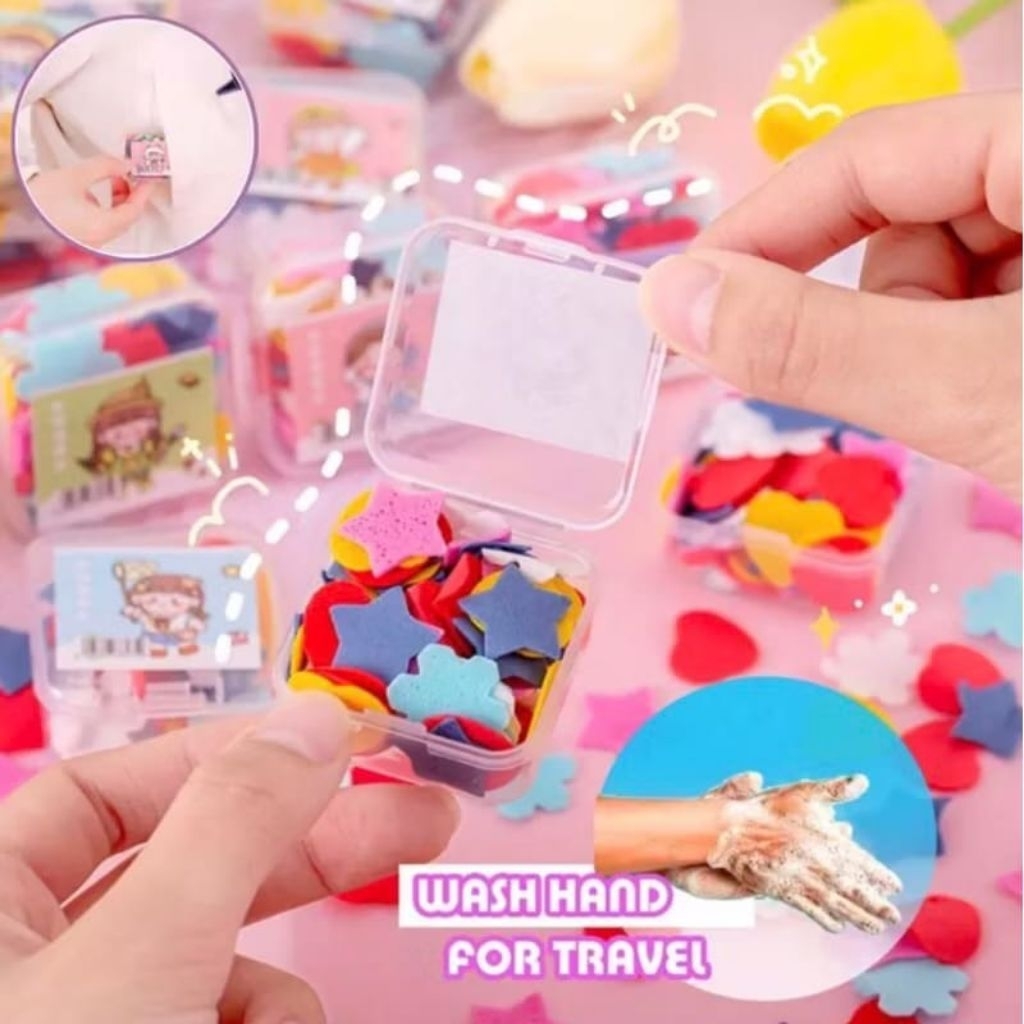 (Per Pak) Sabun Kertas Cuci Tangan Lembaran Motif Lucu Simple