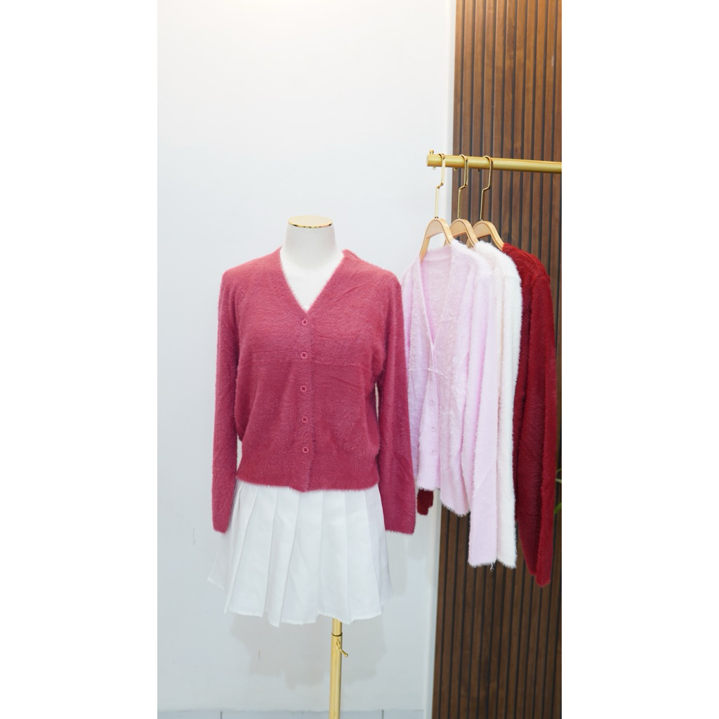 Sweater Cardigan Wanita full Bulu