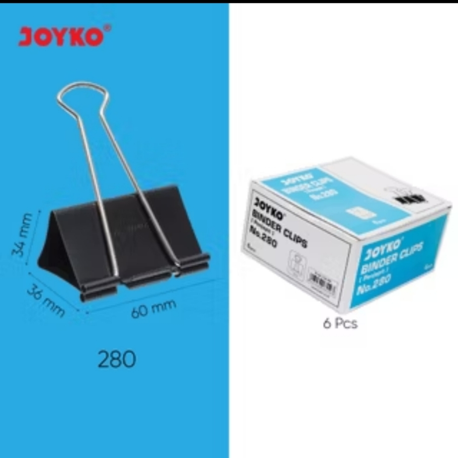 

Joyko Klip Penjepit Kertas Black 1 Box isi 12 Pcs Binder Clip No.280