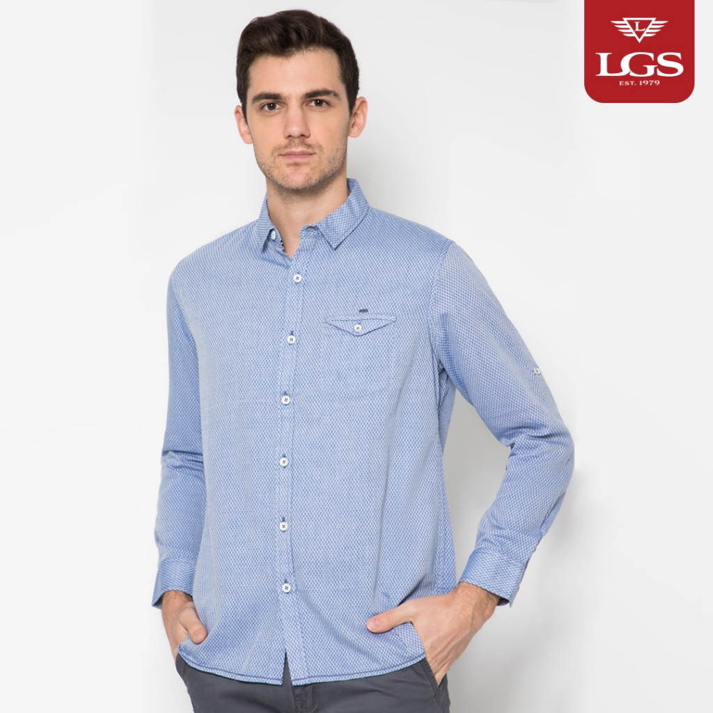 LGS - Kemeja Casual Pria - Lengan Panjang - Biru - JSH.390.S971F.768.C L/S
