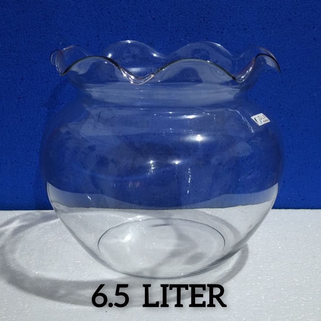 Aquarium Kaca Bulat SHELLA 6.5 Liter ( Khusus Instant ) / Merk DLX / Aquarium Toples