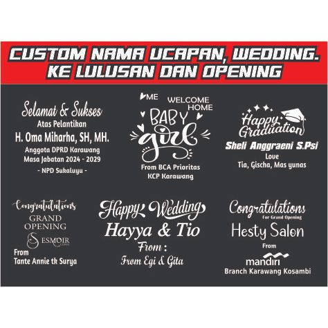

CUSTOM STIKER WEDDING UCAPAN OPENING BACKDROP HAJATAN - Cutting sticker