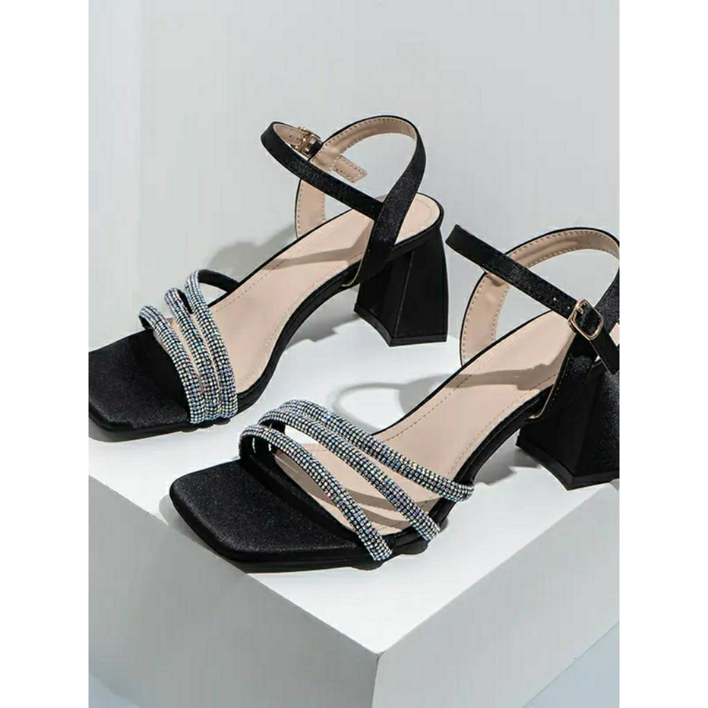 sandal wanita kondangan mutiara hak 5cm