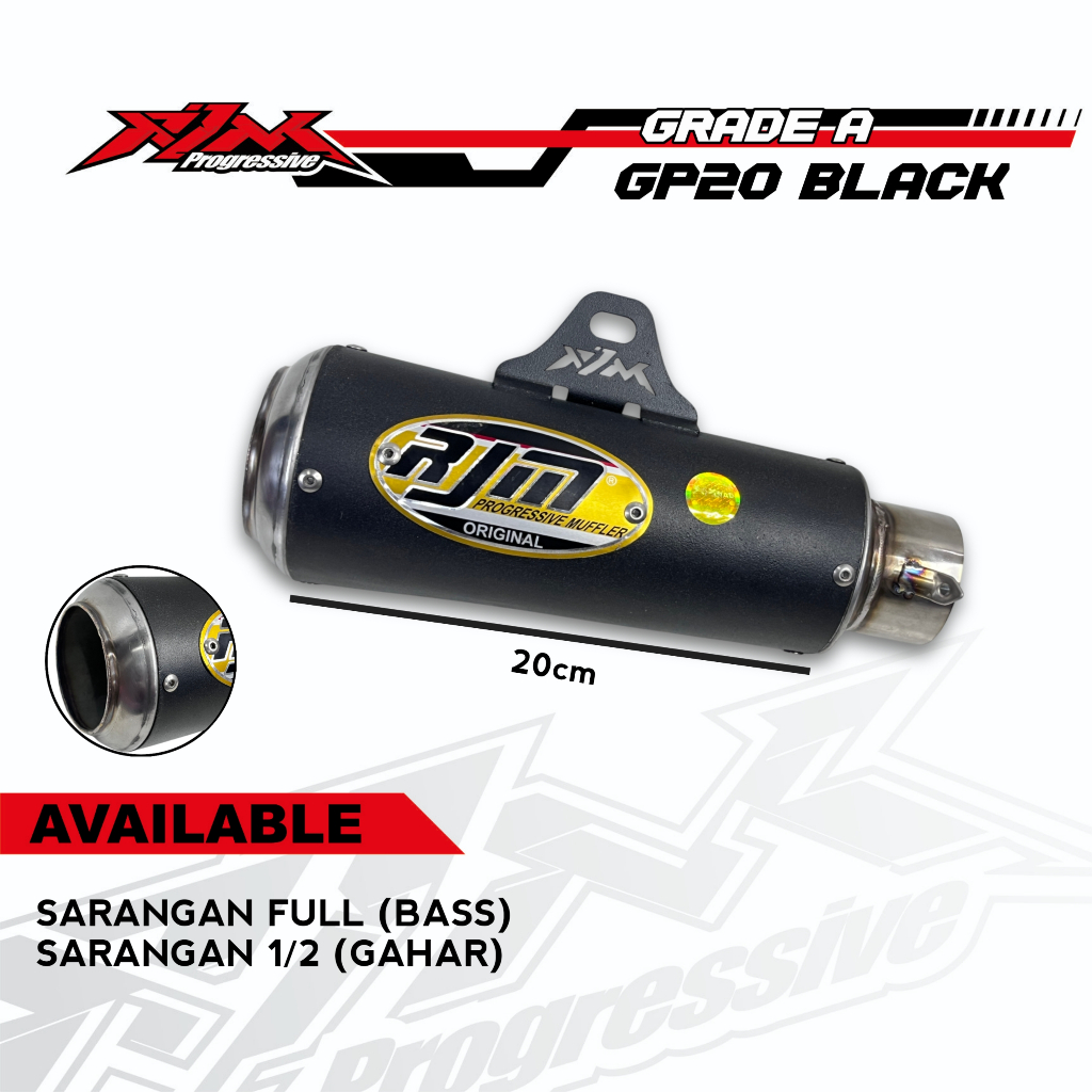 silencer knalpot bujel rjm grade A type gp20 black original rjm muffler inlet 50mm 51mm