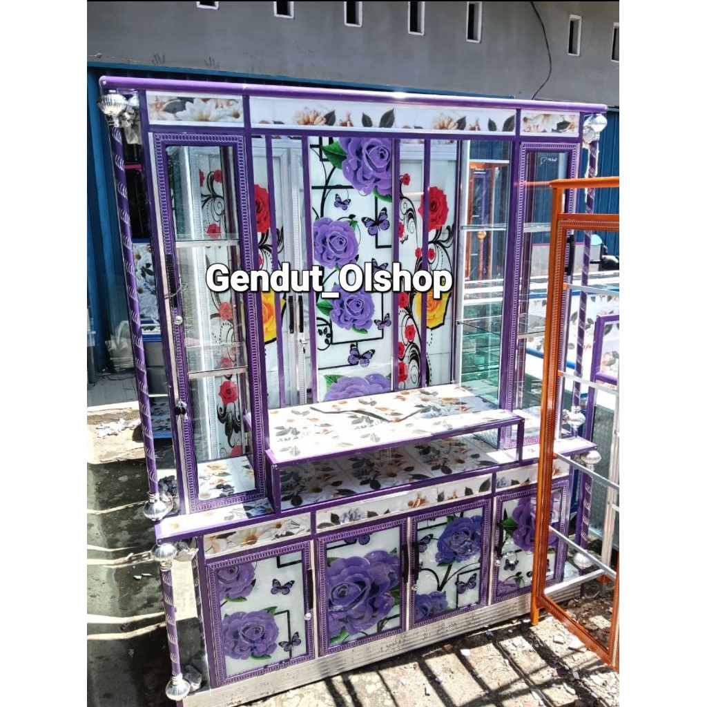 (Khusus Wilayah Kota Palembang) Lemari Hias Kaca Printing, Buffet Kaca Printing,Lemari Hias Lemari T