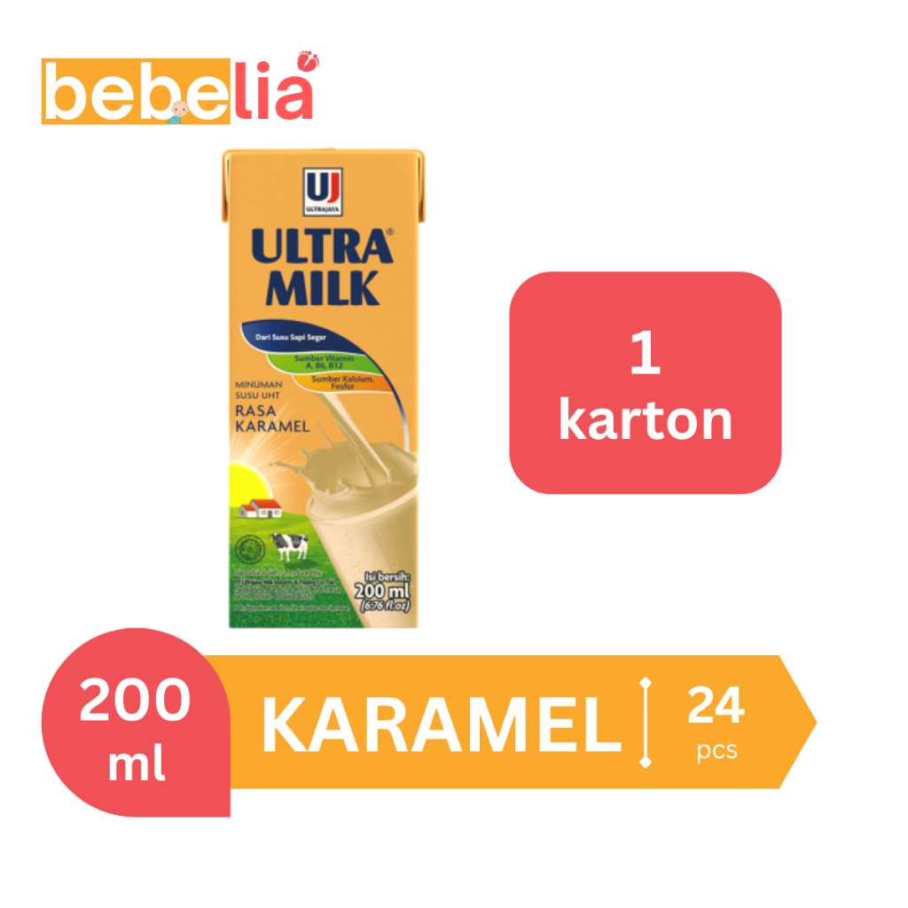 

Ultra Milk Susu UHT Karamel 200 ml 1 dus isi 24 pcs