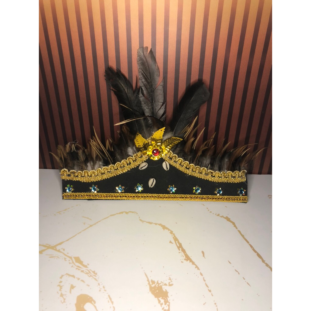 mahkota bulu bervariasi menggunakan 3 kerang hiasan kepala