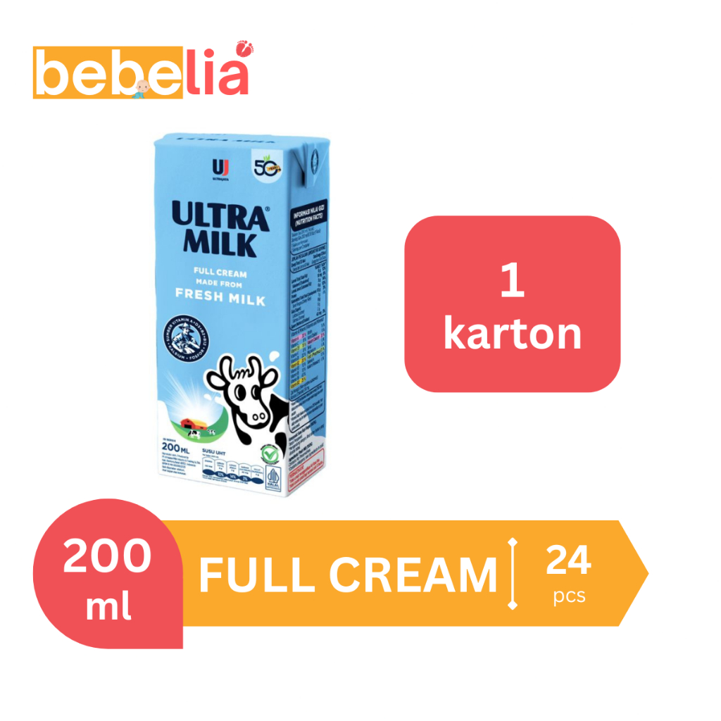 

Ultra Milk Susu UHT Full Cream 200 ml 1 dus isi 24 pcs