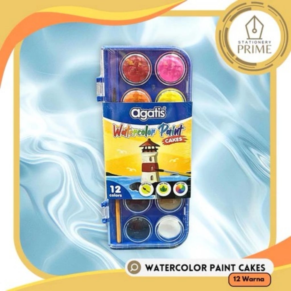 

Cat Air Set / Watercolor Paint Cakes Agatis 12 Warna