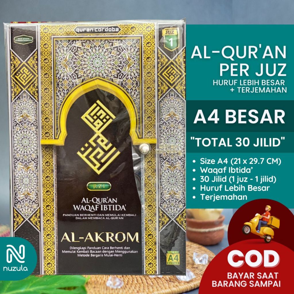 Al Quran Perjuz JUMBO BESAR A4 HURUF TEBAL - Alquran Mushaf Besar Jumbo Per Juz Al-Akrom  Al-Quran T