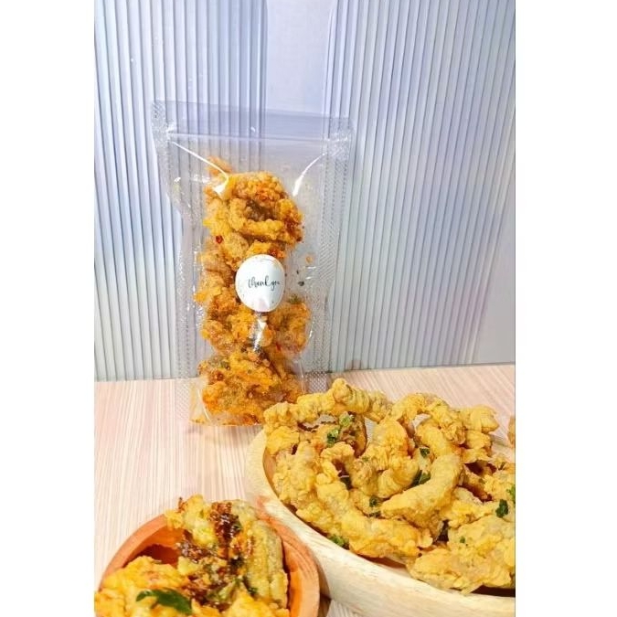 

Usus Crispy daun jeruk 50gr bumbu rempah cocok untuk teman nasi anget