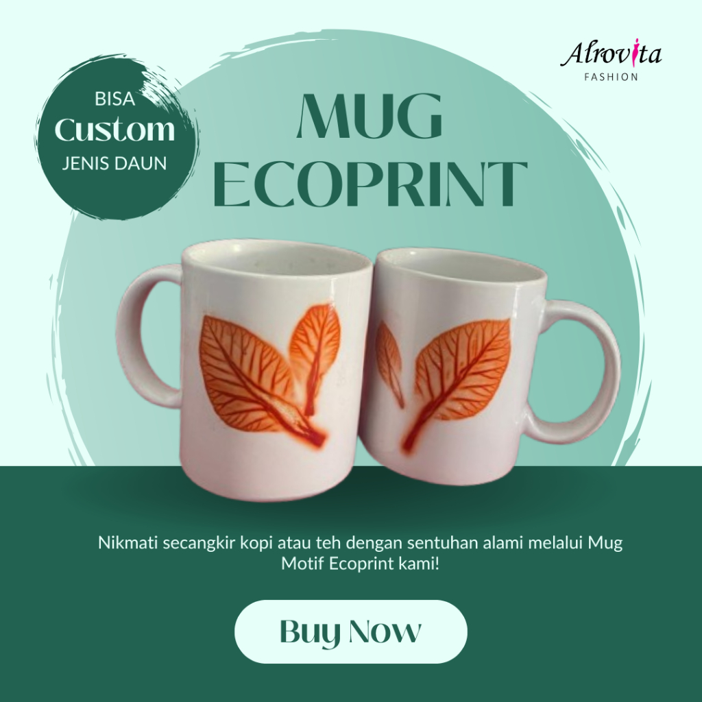 Mug Ecoprint Motif Daun Jati