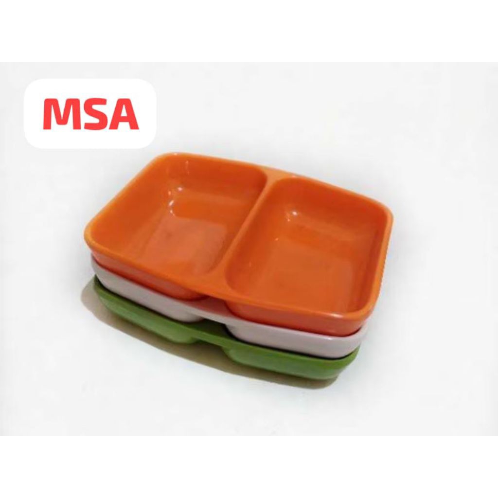 piring sambal sekat 2 melamin /tempat sambal melamin sekat 2 /piring saos melamin