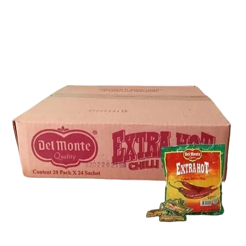 

Delmonte Saus Sambal ExtraHot Sachet / Saus Tomat Ketchup Sachet (isi 20) - KARTON