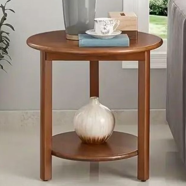 MEJA BULAT MINIMALIS KAYU JATI