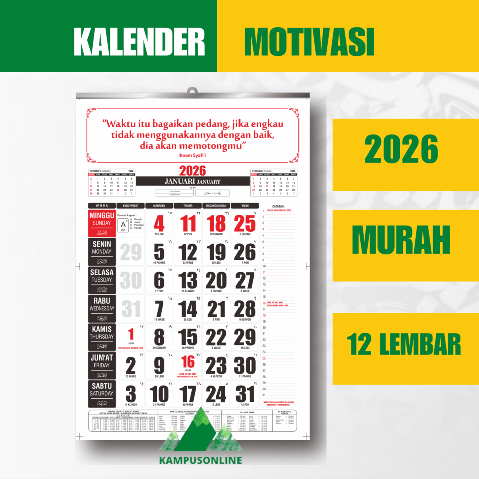 

PROMO KALENDER 2026 AESTHETIC MOTIVASI - KALENDER MOTIVASI TERMURAH