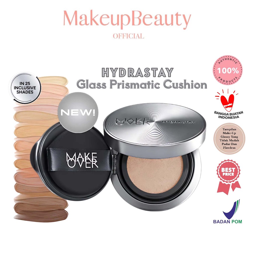 MAKE OVER Hydrastay Prismatic Glass Cushion - Glow Cushion Plumpy Anti Crack (FULL/REFILL)