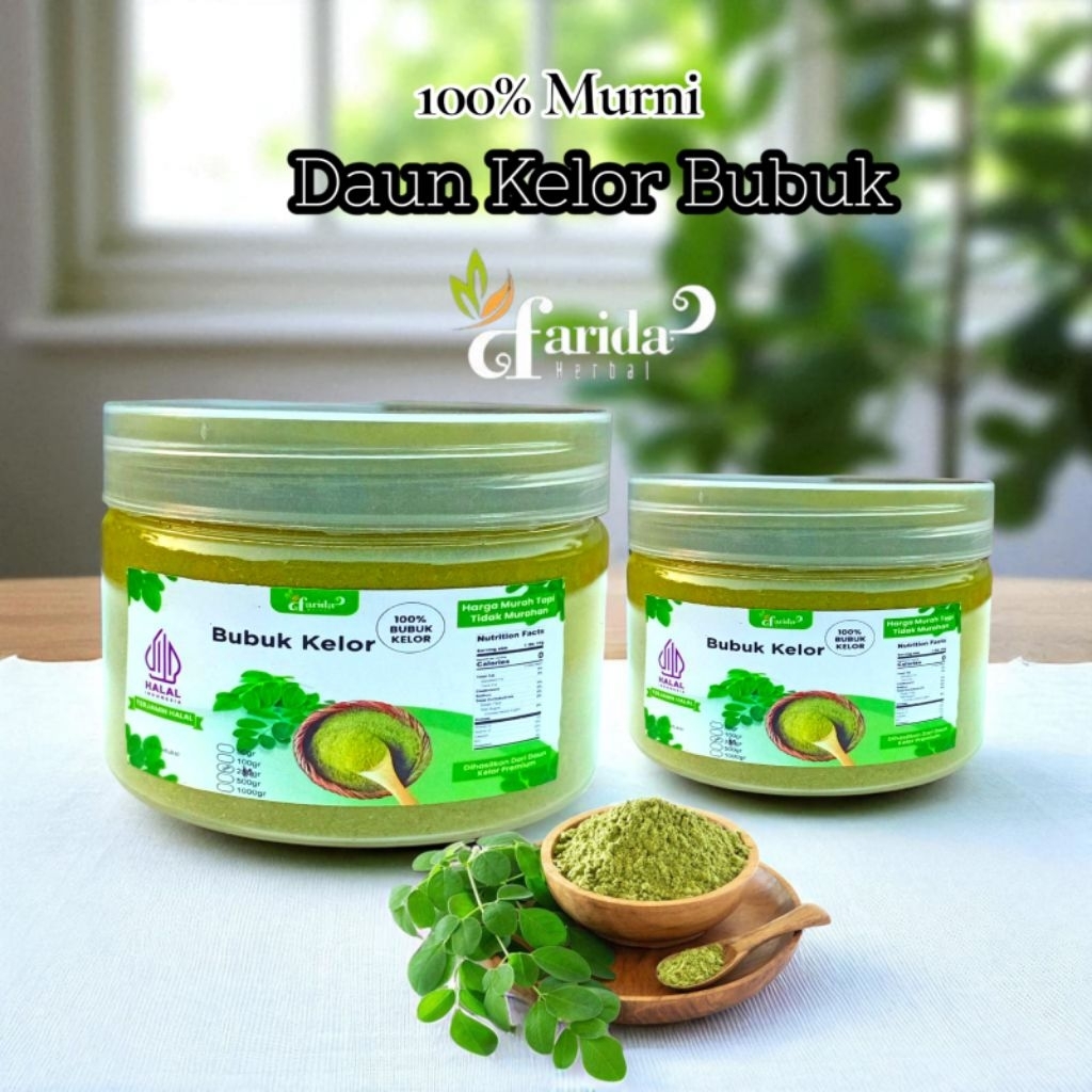 

Daun Kelor Bubuk 250gram kemasan Toples/Kelor Bubuk Murni 250gram Bonus Lemon Kering