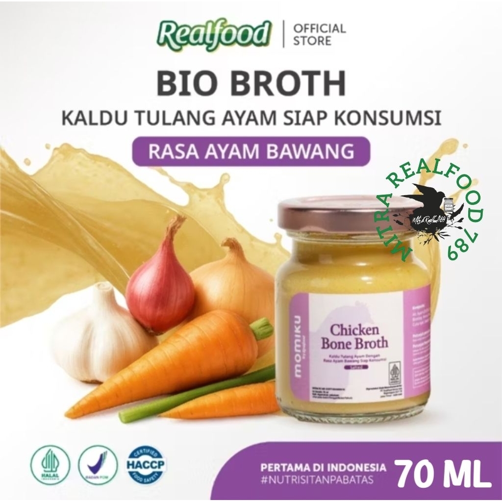 

Realfood Momiku Chicken Bone Broth Rasa Ayam Bawang ( Mpasi Kaldu Tulang Ayam )