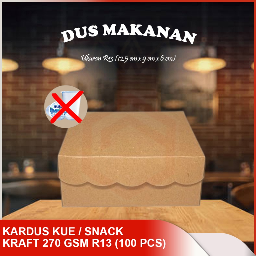 

(1 Pack/ISI 100 PCS) Kotak Dus Kue / Dus Snack R13 Kraft (9 Cm X 12,5 Cm X 6 Cm) (KHUSUS UNTUK SNACK)