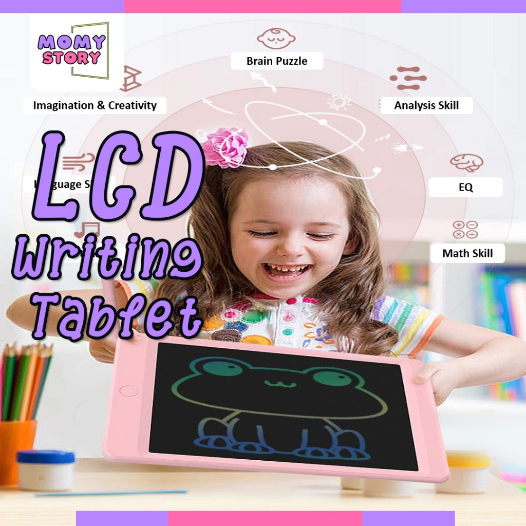 LCD TABLET DINO KARAKTER EDUKASI ANAK / DRAWING WRITING TABLET Belajar Sekolah / Papan Tulis Digital