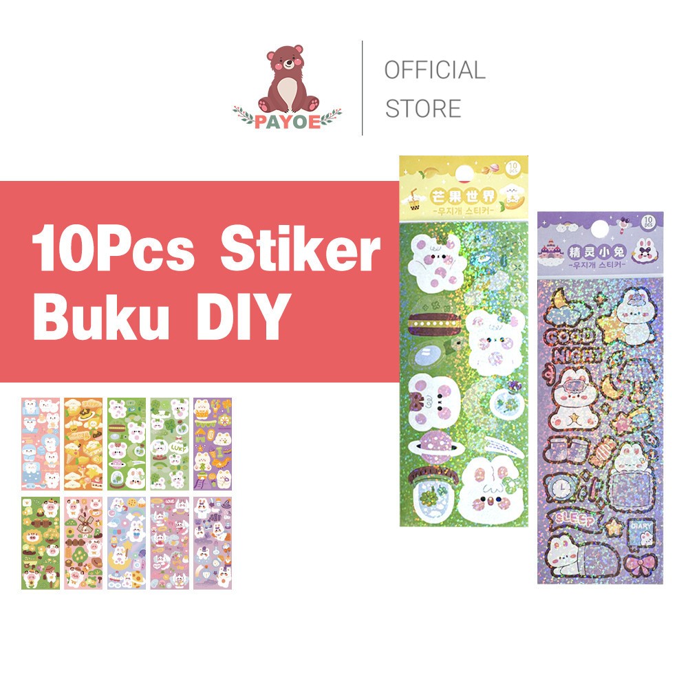 

PAYOE 10Pcs Stiker Cartoon Diy Sticker Pack Deco Karakter Lucu Diy Buku Diary Sticker