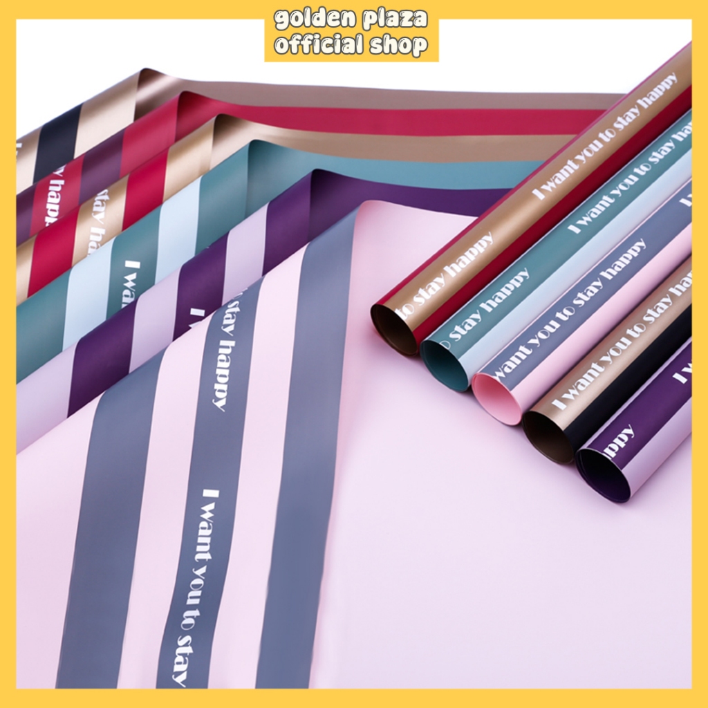 

Flower Wrapping Cellophane List Color and Gold Kertas Buket Bunga Paper KB6056