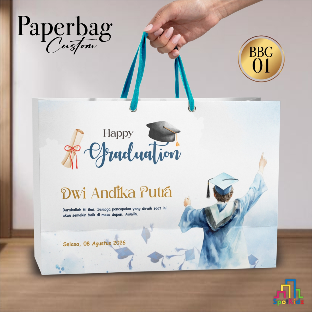 

TAS HAMPERS MURAH GIFT GRADUATION - PAPER BAG CUSTOM WISUDA BAHAN BRIEF CARD (BBG)