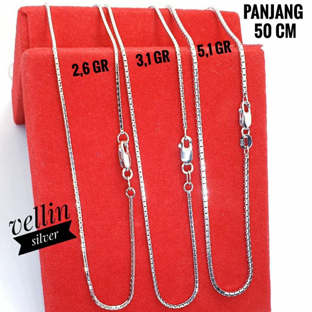 Kalung Italy Santa Perak 925 Lapis Emas Putih - Kalung Pria Kalung Wanita Silver Asli 925 Panjang 50