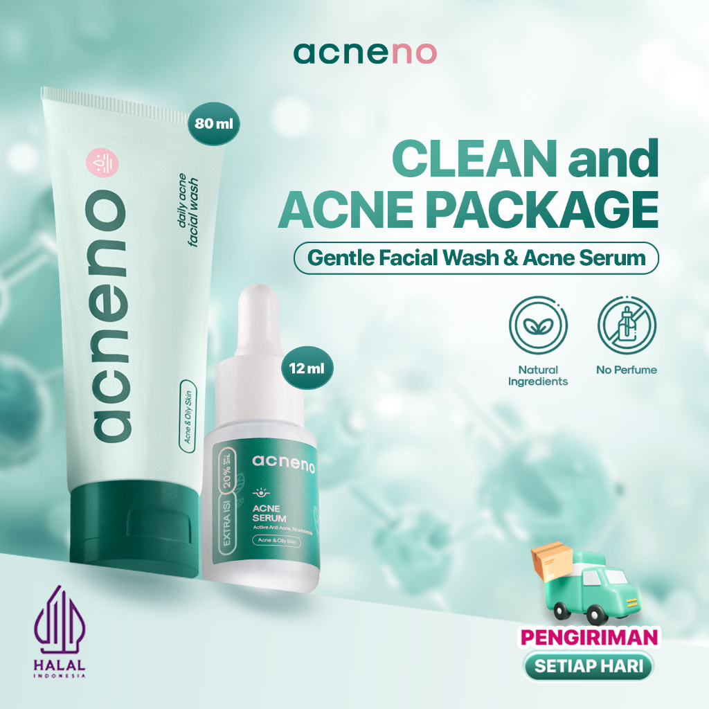 [COMBO BEST] ACNENO Basic Acne - Acneno Serum & Facial Wash Acneno | Mengatasi Jerawat