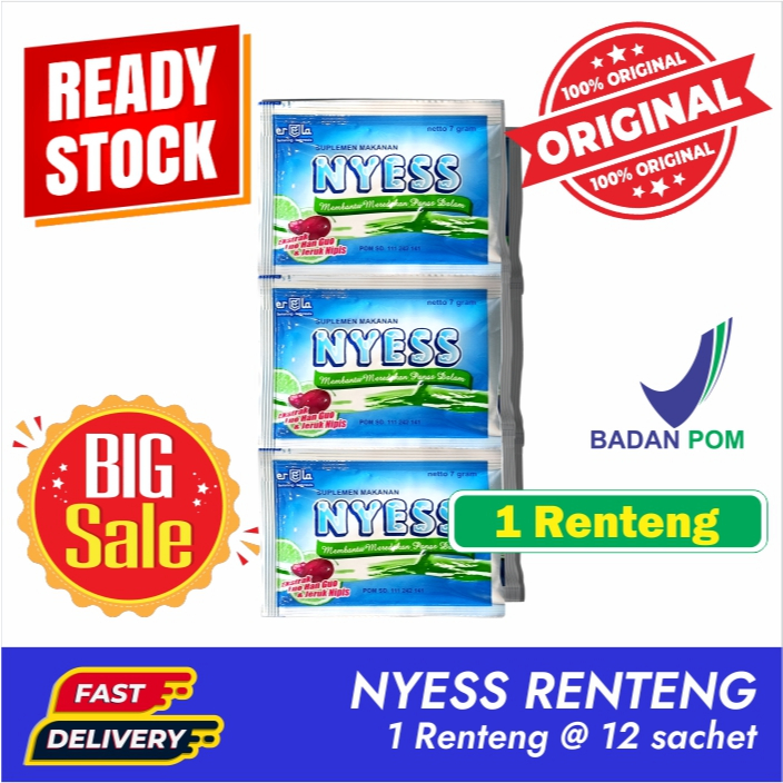 

[COD] NYESS RENTENG Rasa Original Larutan Serbuk Pereda Panas Dalam - 1 Renteng 12 Sachet