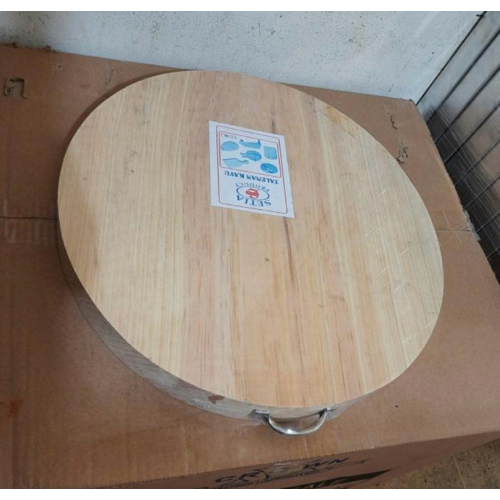 Talenan Kayu Bulat Tebal Jumbo / Talenan Daging Bulat Jumbo 38cm