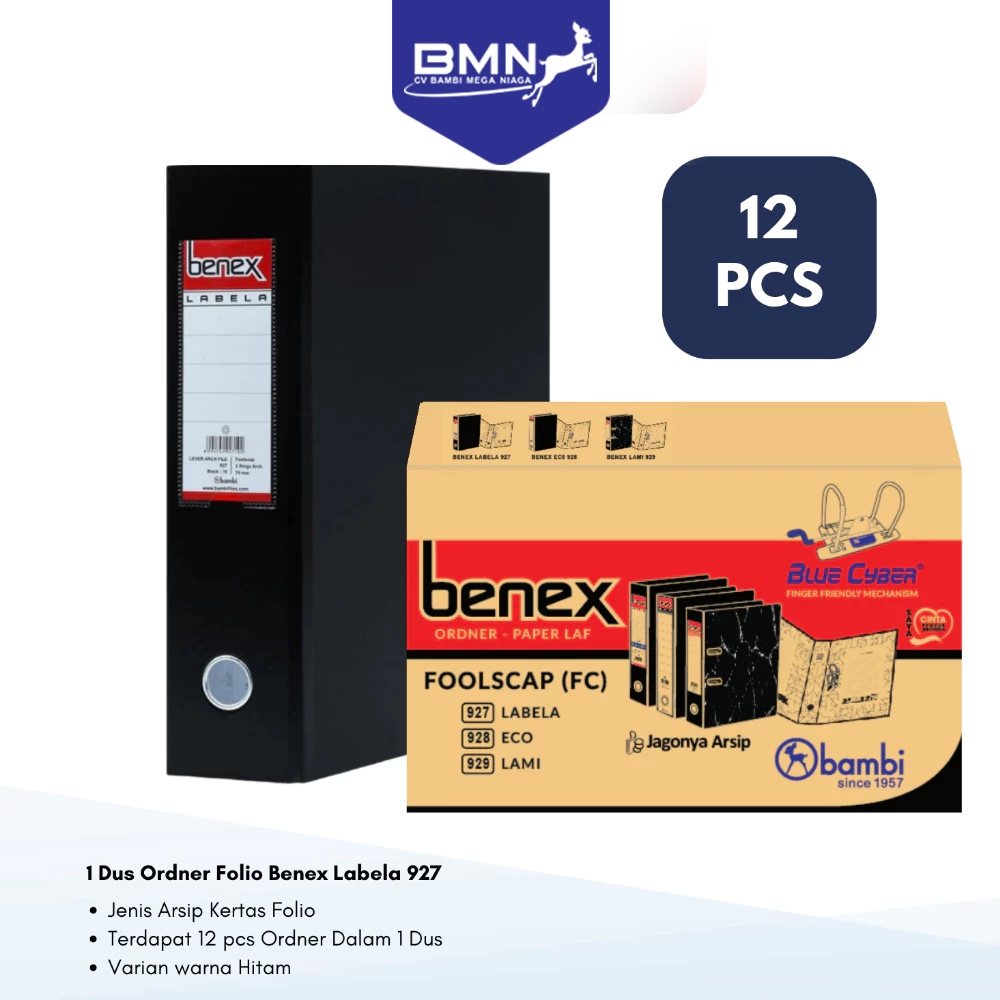 

1 DUS Benex Labela Ordner Folio JUMBO SIZE 75 mm Lever Arch File kode 927 - Black