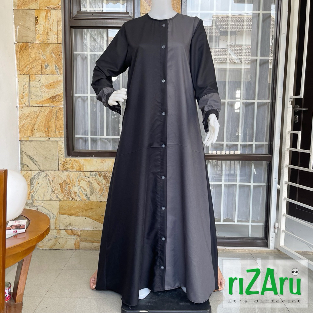Gamis Kombinasi Warna Kancing bahan Toyobo Fodu by riZAru
