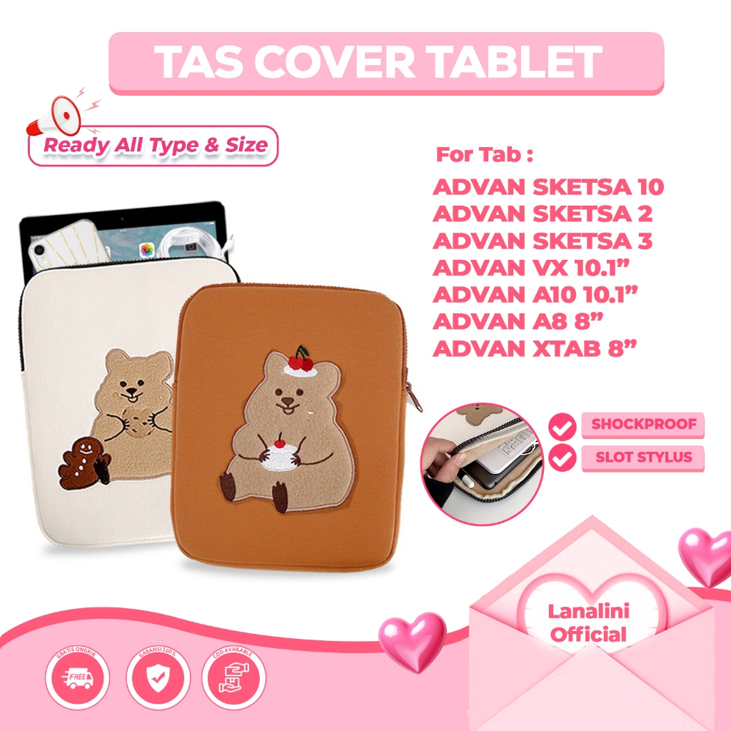 Tas Tab Advan Sketsa 10 2 3 2023 VX Neo Lite Xtab X7 A10 A8 8 10.1 10.4 10 Inch Sleeve Pelindung Sar