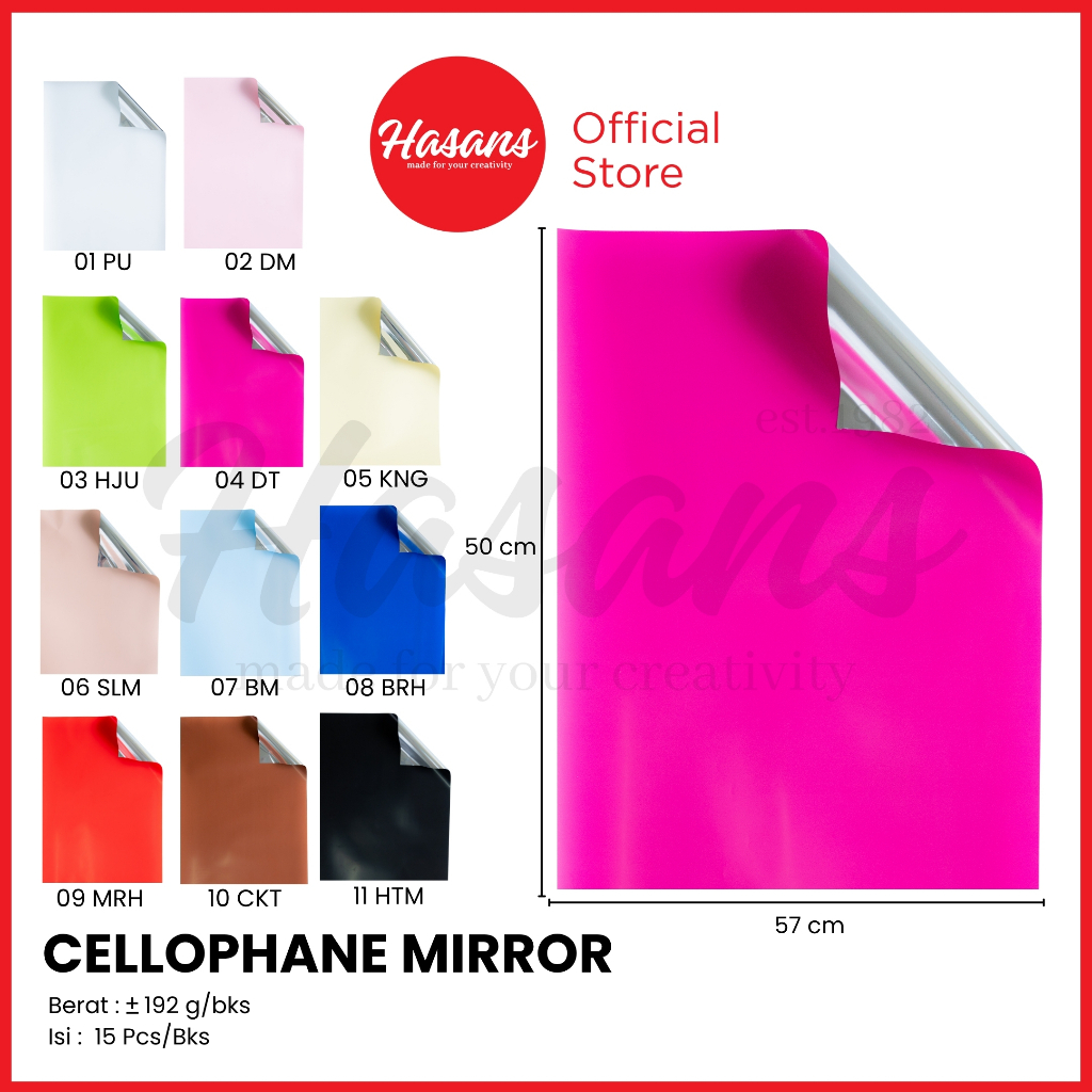 

[15 Lembar] Kertas Buket Bunga Warna Bolak Balik / Plastik Buket Bunga Warna Pastel / Cellophane Polos Warna Silver / Flower Wrapping Paper / Kertas Cellophane Buket Bunga / Cellophane Mirror