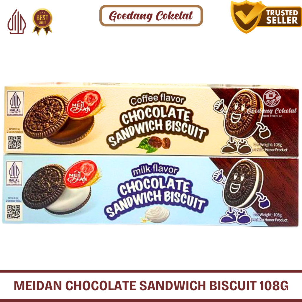 

MEIDAN Chocolate Sandwich Biscuit Isi Krim Milk Chocolate Susu Coffee 108g
