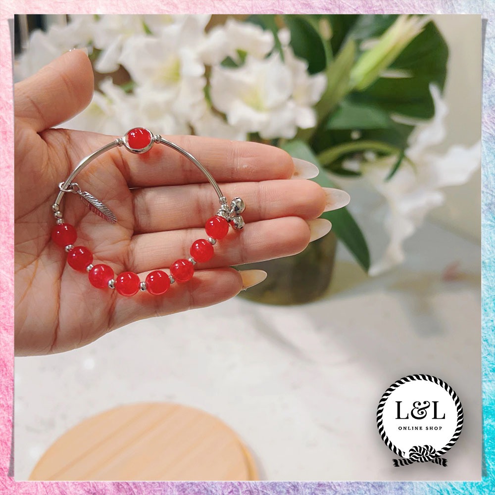 Gelang Kristal Merah Mewah Elegan Aksesoris Wanita Gelang Fashion Kristal Merah Silver Fashion Elega