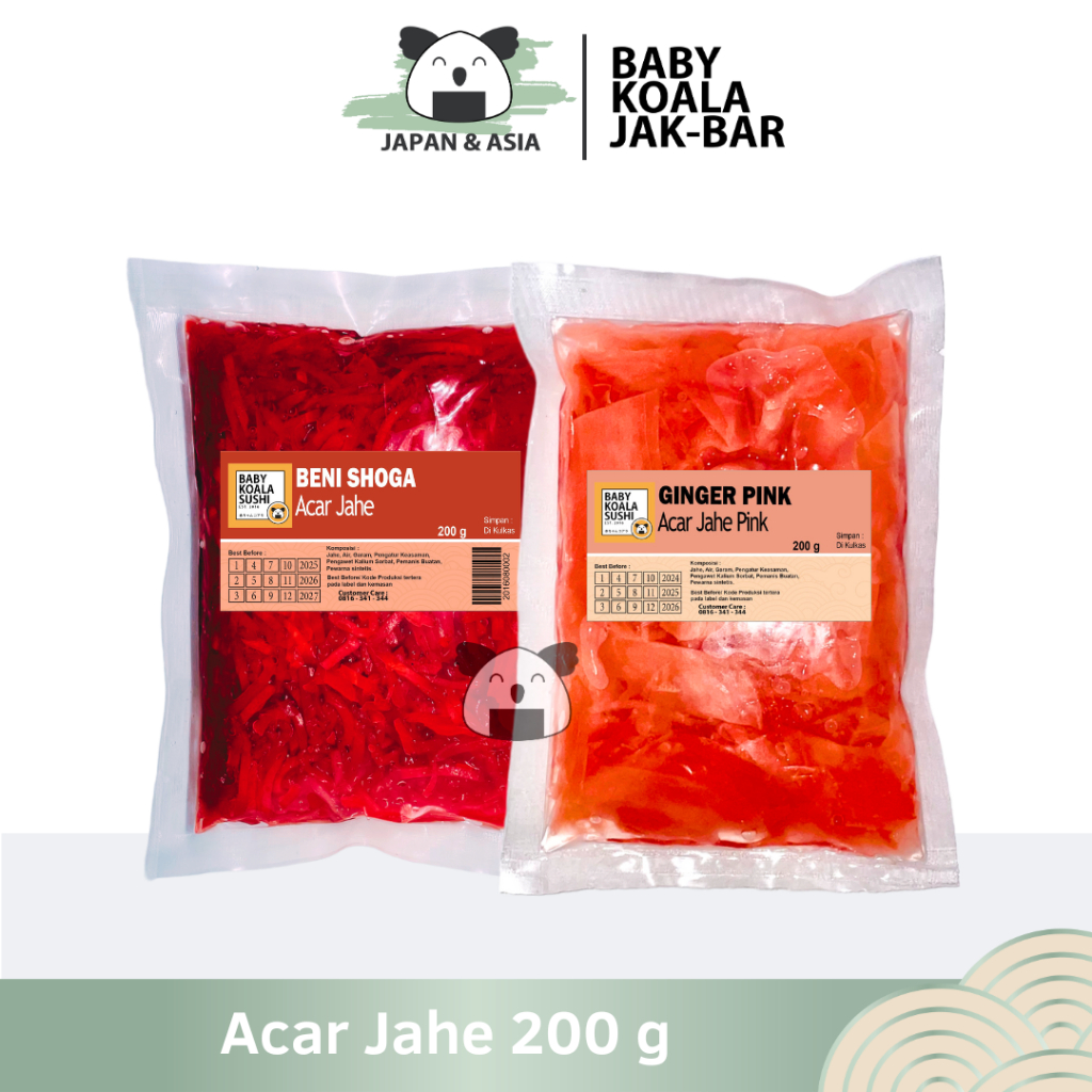 

GARI PINK & BENI SHOGA Acar Jahe Pink 200 g Halal │ Gary Import Ginger Pickled for Sushi │ Acar Jahe -BKJ