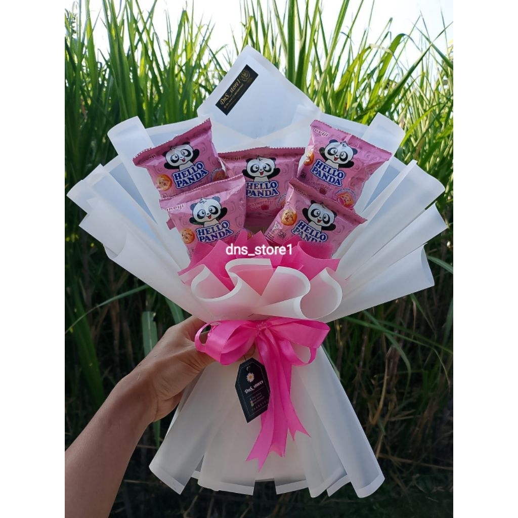 

RESTOK!!! Buket Snack hello panda / buket serba pink