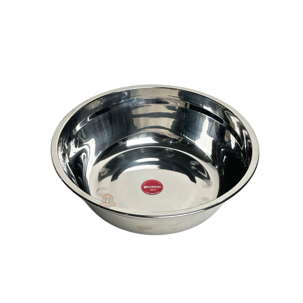 Mangkok Baskom Stainless 26 cm Termurah Tahan Panas Anti Pecah Anti Karat SUBRON