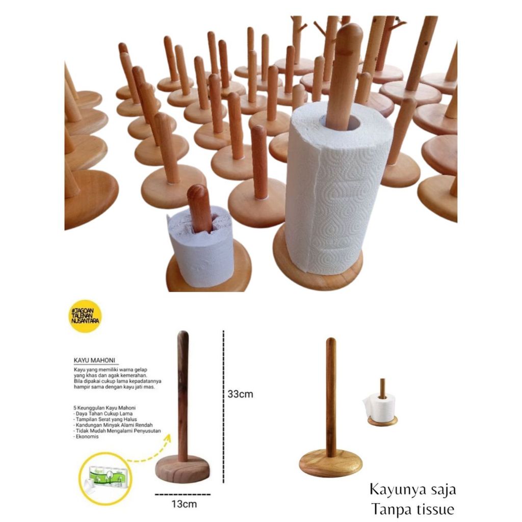 Tempat Tisu Kayu / Tissu Roll / Tisu Gulung / Tempat Tisu Kayu