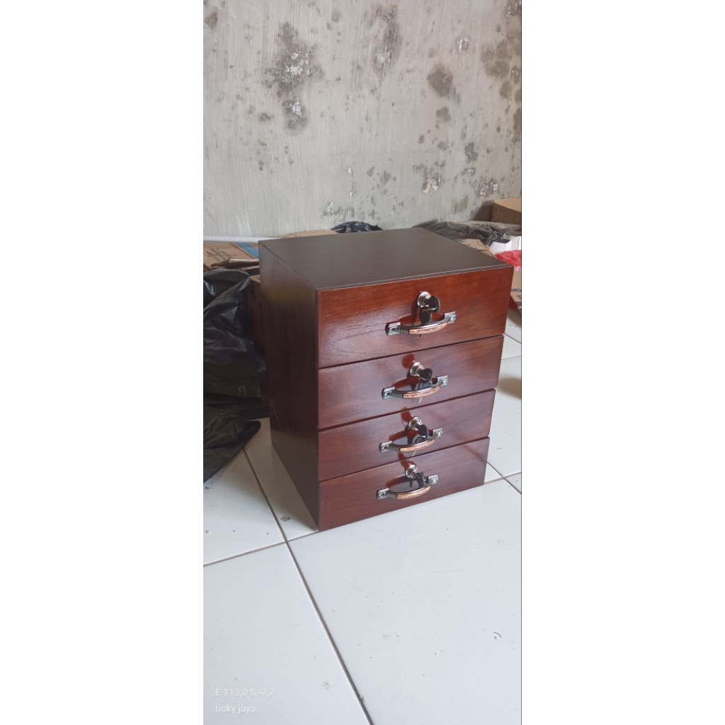 laci uang laci serbaguna susun 4 dari kayu jati