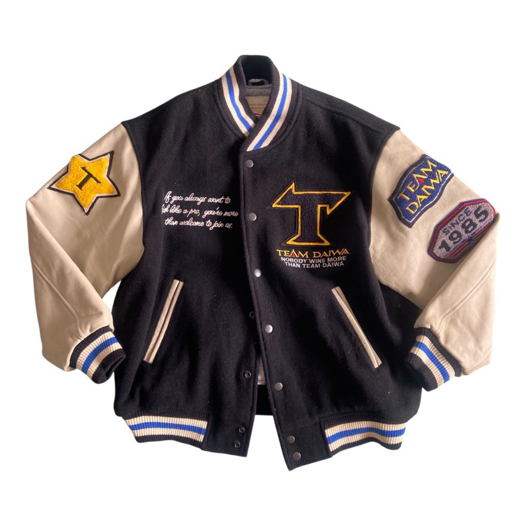 jaket varsity daiwa team usa vintage leather