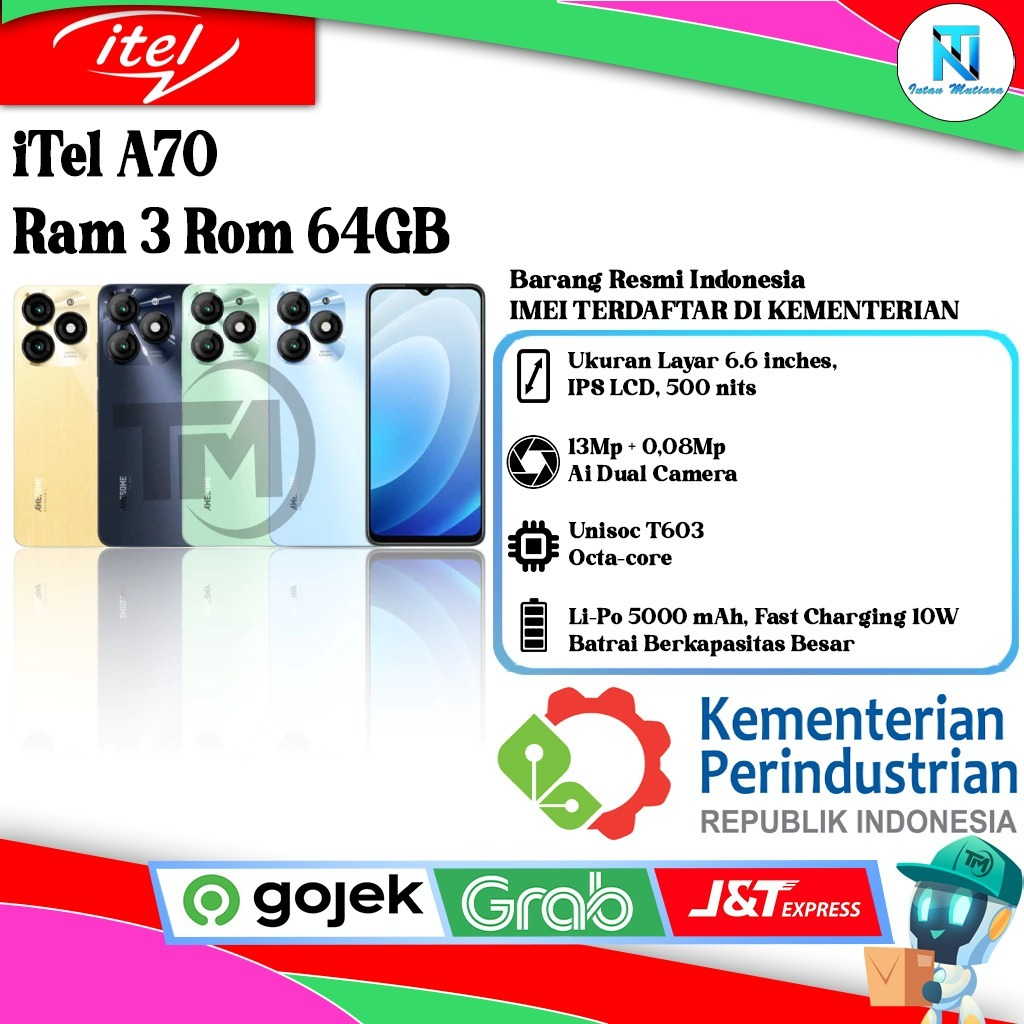 iTel A70 Ram 3/64GB | Ram 3/128GB I Ram 4/64GB | Ram 4/128GB