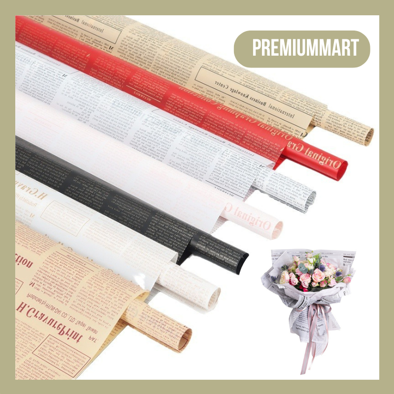 

20 LEMBAR Flower Warapping Paper Motif Koran Cellophane kertas bunga Newspaper Pattern Paper Kraft KB049